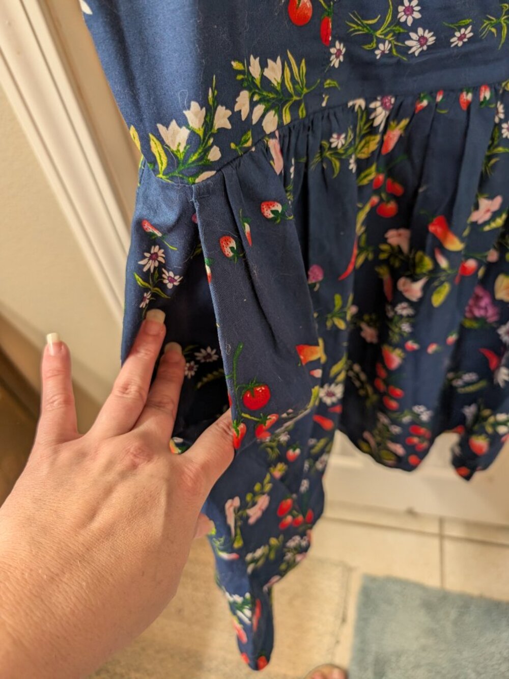 Navy Vegetable Print Dress with Pockets Old Navy Size XL - Picture 3 of 4